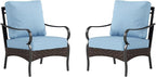 Sophia & William Extra Large Outdoor Patio Sofa Chairs Set 2 PCS Heavy-Duty Porch Furniture with High Back & Deep Seating Area, 5.5" Thicken Cushions for Deck, Lawn, Outside (Blue)