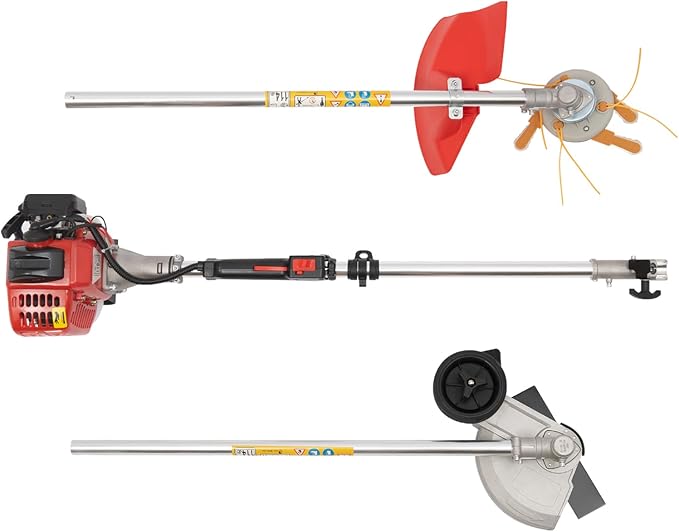 Weed Eater Gas Powered Weed Gas Edger, 26CC 2 Blade Heads, Air-Cooled 2-Stroke Cordless Lawn Edger Gas String Trimmer with Handle & Shoulder Strap for Garden Lawn Grass Trimmer