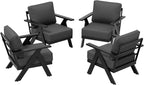 COOS BAY Iron Luxe Modern Outdoor Patio Chairs Set of 4, Lounge Accent Chairs for Backyard, Deck, Porch, Garden, Black/Gray