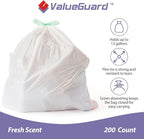 Trash Bags Garbage Bag 13 Gallon Drawstring Tall Waste Bag for Kitchen Office Party 0.6 Mil (200 Count)