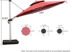 PURPLE LEAF Patio Umbrella 13 Feet Double Top Round Deluxe Offset Hanging Umbrella Outdoor Market Umbrella Garden Umbrella, Terra
