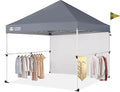 CROWN SHADES 10x10 Pop Up Canopy Tent with 1 Comercial Kit, Instant Commercial Tent with Patended Centerlock, 400D Silver Coated Fabric, 1 Sidewall, 4" Wheels, Sto'N Go Bag,Grey