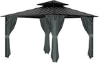 Gazebo Universal Replacement Privacy Curtain, 12'X12' Gazebo Curtains Outdoor Waterproof, 4-Panels Sidewall with Zipper for Patio, Garden and Backyard (Only Curtains, 12'X12', Grey)