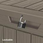 35 Gallon Outdoor Storage Box Waterproof Lockable Resin Deck Box Large, Patio Storage Bin for Pool Accessories Cushion Furniture, Garden Tools, UV-Resistant Outside Delivery Grey