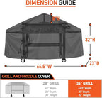 Arcedo 36 Inch Griddle Cover Compatible for Blackstone, Camp Chef 600, Nexgrill, Heavy Duty Waterproof 4 Burner Flat Top Grill Cover, Includes Support Pole