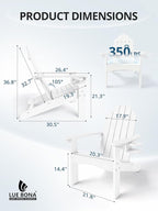 LUE BONA HDPE Adirondack Chairs Set of 2,Plastic Adirondack Chairs with Cup Holder Weather Resistant for Outdoor, Patio, Lawn, Garden, Backyard Deck, Fire Pit, White