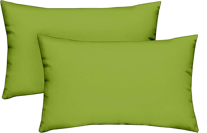 RSH Décor Jumbo Lumbar Pillow Covers – Set of 2 | 26" x 16" | for Outdoor Patio, Lounge, Adirondack, Deck | Water & Fade-Resistant | Includes Down-Alternative Inserts | Kiwi Green
