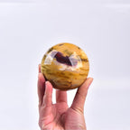 JIC Gem Natural Yellow Egg Yolk Stone Crystal Ball Sphere 7-8cm Healing Crystal Gemstone Ball Chakra Meditation Reiki Decorative Ball