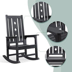Oversized Rocking Chair, Outdoor Rocking Chair for Adults, All Weather Resistant Porch Rocker for Lawn Garden, 350lbs Weight Capacity