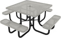 COATEDOUTDOORFURNITURE Heavy-Duty Portable Outdoor Picnic Table with Umbrella Hole, Punched Steel Commercial-Grade Patio Dining Furniture Made in America (46" Square Top, Grey)