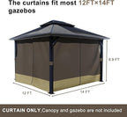 BPS 12' x 14' Gazebo Curtain Privacy 4-Panel Sidewall Outdoor Replacement Shade (Only Curtain)