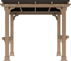 8 x 5 FT Wooden Grill Gazebo with Sloping Metal roof, 2 Full Size Grills, BBQ Canopy for Outdoor Patio, Lawn, Garden, Light Mocha Brown