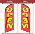 Open Flags for Business, 11FT Windless Flag With Aluminum Alloy Flagpole Kit, Stainless Steel Ground Stake, Portable Bag, Swooper Banner for Commercial Flags