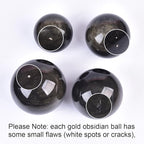 JIC Gem Golden Obsidian Crystal Sphere Large Healing Crystal Ball with Stand Ornament Meditation Witchcraft Decor 2.3-2.7 inch(60-70mm)