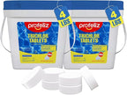 PROFELIZ 2-Pack Chlorine Tablets 3 Inch for Swimming Pools, Kills Bacteria and Stops Algae, Slow Dissolving,Individually Wrapped,Pool Chlorine Tablets,8 LB