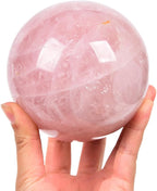 JIC Gem Natural Pink Rose Quartz Ball Sphere with Base,Class 1，10-11cm