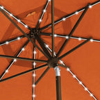 EliteShade USA 10-Year-Non-Fading Solar 9ft 3 Tiers Market Umbrella with 80 LED Lights Patio Umbrellas Outdoor Table with Ventilation,Rust