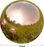 Nerien 10inch Gazing Ball, Stainless Steel Garden Mirror Globe, Polished Ornament Sphere, Hollow Floating Reflective Hemisphere, Home Outdoor Pond Housewarming Swimming Pool Decoration Gift, Rose Gold