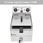 12.5QT/12L Electric Deep Fryer with Basket and Lid, 1700W Electric Fryer with Adjustable Temperature & Timer, Stainless Steel Countertop Oil Fryer for French Fries, Onion Rings, Donuts