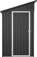 4×8 FT Lean to Metal Shed,Outdoor Heavy-Duty Storage Shed with Floor Base,All Weather Waterproof Garden Tool House W/Lockable Door&2 Air Vent,Reversible Door Design,for Backyard,Patio,Lawn,Black