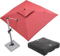 PURPLE LEAF 9 X 11 FT Cantilever Patio Umbrellas with Base Included, Large Square Offset Umbrella with 360° Rotation, Outdoor Aluminum Pool Umbrella for Pool Lawn Garden, Terra