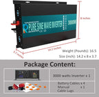 WZRELB RBP300012 3000W 12V 110~120V Pure Sine Wave Solar Power Inverter DC to AC System