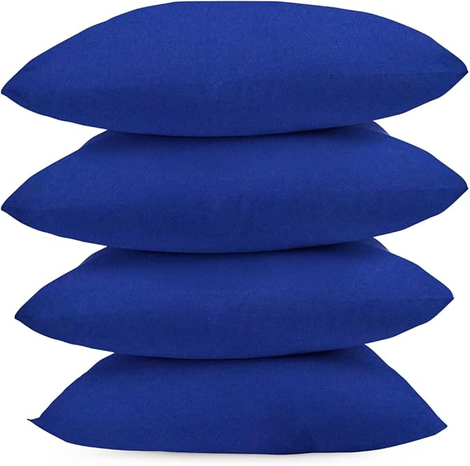 Covers & All Premium Square Throw Pillow Inserts with Covers Set of 4, 14 x 14 Inches Blue, Decorative Cushions for Couch Sofa Home Decor Office Travel UV Resistant Waterproof Soft Cushions Pillows