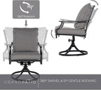 Grand patio Dining Chairs Set of 4，Outdoor Swivel Patio Dining Chairs Set of 4，Swivel Rocker Dining Chairs，Outdoor Dining Chairs with Grey Cushions, Patio Chairs for Outside, Garden Lawn Porch