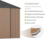 8X8FT Metal Outdoor Storage Shed - Galvanized Steel Waterproof Garden Shed with Lockable Doors & Vents, All-Weather Utility Tool Shed for Lawn Mower, Bike