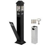 120cm Standing Waste Containers Trash Cans, Rubbish Bin Indoor Outdoor Stainless Steel Vertical Freestand Trash Bin with Key,Pub Hotel Restaurant Garden Standing Bin (B)