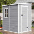 CDCASA 5x4 FT Resin Storage Shed, Waterproof Outdoor Shed with Floor & Window & Lockable Door Included, Outside Plastic Tool Sheds for Garden, Patio, Backyard, Lawn, Light Gray