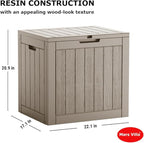 Mars Villa 31 Gallon Deck Box, Outdoor Storage Box Waterproof, Outside Resin Storage Bin for Outdoor Patio Furniture Cushions, Pool Supplies, Garden Tools, UV-Resistant and Weatherproof, Light Brown