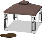 10x10 Ft Gazebo Canopy Replacement Cover, Double Tiered Gazebo Replacement Top (Coffee)