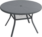 VICLLAX Outdoor Patio Round Dining Table, 40.6"x 40.6" Aluminum Tabletop with Storage Shelf for Deck Lawn Garden Backyard, Dark Grey
