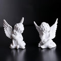 orenm 2 Pack Resin Cherubs White Angel Statue Figurine, Garden Sleeping Cherub Statue Sculpture Indoor Outdoor Home Decoration, Cute Adorable Angle Sculpture Memorial Statue(4" Height) (White)