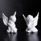 orenm 2 Pack Resin Cherubs White Angel Statue Figurine, Garden Sleeping Cherub Statue Sculpture Indoor Outdoor Home Decoration, Cute Adorable Angle Sculpture Memorial Statue(4" Height) (White)