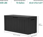 YITAHOME 72 Gallon Outdoor Storage Box w/Wheels, Resin Deck Box Indoor & Outdoor Patio Storage Box for Throw Pillows, Athletic Gear(Black)