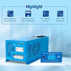 2000W DC 12V Peak 6000W Pure Sine Wave Inverter Charger Upgrade, AC 120V with 70A Battery AC Charger LCD Display Remote Control, Low Frequency Inverter, for RV, Camper, Home