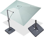 PURPLE LEAF 10' X 13' Rectangle Cantilever Umbrella with Base Outdoor Large Aluminum Patio Umbrella with 3-Year Fade Resistance Recycled Fabric and 360-degree Rotation for Deck Pool Garden, Mint Green