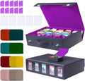 5-Row 3900+ Trading Card Storage Box for MTG, Card Deck Box with Snap-fit Design, 5 Card Sleeves, 10 Stoppers, 80 Dividers and 1 Dice Tray (Black-Purple)