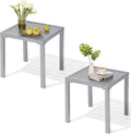 Crestlive Products Outdoor Side Table Set of 2 - Small Metal Square End Table - Easy to Assemble, Weather Resistant Ideal for Garden, Patio, Poolside, Beach, Balcony, Porch