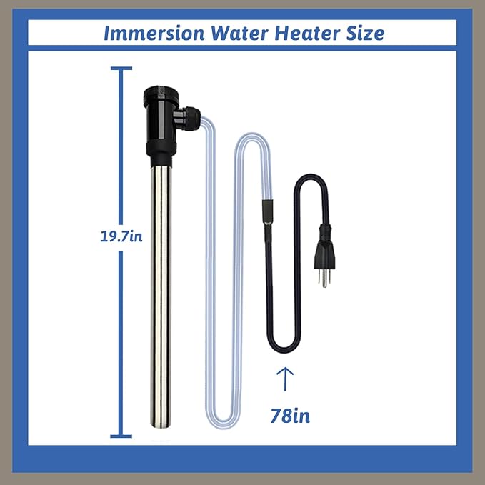 3500W 240V Immersion Water Heater Portable Electric Pool and Hot Tub Submersible Water Heater with WiFi Timer and Auto Shut for Bathtub, Spa, Swimming pool, above ground pool and baptism pool