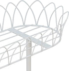 White Oval Plant Stand for Plants, French Provincial Side Table with Floral Accents, Low Indoor Greenery Display Shelf Garden Decor