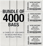 Aluf Plastics High Density Trash Bags, 12 Gallon, 4000 Count, 8 Micron (eq), 24" x 27", Clear, for Bathroom, Office, Industrial, Commercial, Janitorial, Municipal, Recycling