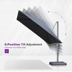 PURPLE LEAF 9 FT Outdoor Umbrella with Base Patio Cantilever Aluminum Umbrella with 3 Years Fade Resistance Recycled Fabric Offset Square with 360-degree Rotation for Deck Pool Garden, Ocean Slate