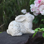 Garden Rabbit Statue Cement Bunny Decor Easter Bunny Figurines for Home Outdoor Garden Statues Cement Sculpture for Yard Patio Lawn Ornament, White