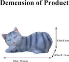 Cat Statue Outdoor Garden Decor, Cat Statues & Figurine Garden Statues Outdoor Clearance for Patio, Lawn Decoration, 6" Grey Sleeping Tabby Statue for Indoor Table Accessory, Gift for Mom