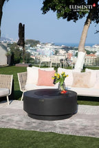Elementi+ | Bundle Nimes Gas Fire Pit Cast Concrete 40" Dia. Round Fire Table, Outdoor Fire Pit Electronic Ignition | Canvas Cover, Fire Glass and Burner Lid Included | Dark Gray | Propane Gas