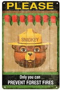 Smoky Bear Vintage Metal Tin Sign - Fire Safety & Prevention, Perfect for Home, Bar, Kitchen, Garage, or Restaurant Wall Decor, 12x8 Inch