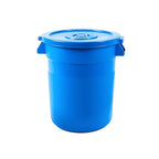 PRO&Family 20 Gallon Trash Can with Lid Round Ingredient Storage Containers Recycling Bin Kitchen Garbage Can Office Garbage Can Trash Barrel Plastic Barrel Yard Waste Bin Outdoor Trashcan (5, Blue)